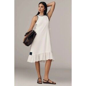 By Anthropologie Daily Practice Ball Toss Striped Midi Tank Dress White M 285630